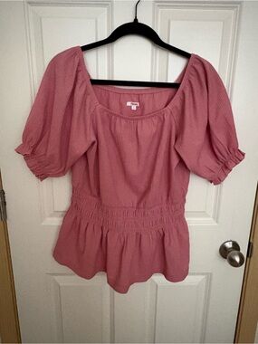 Forever 21 Dusty Rose Smocked Waist Peplum Tunic